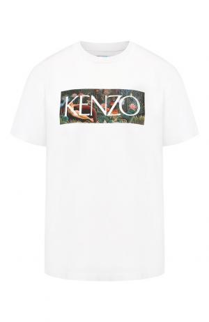 Хлопковая футболка с логотипом бренда Kenzo. Цвет: белый