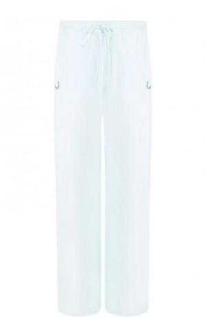 Однотонные расклешенные брюки из хлопка Roque. Цвет: светло-голубой