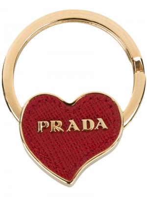 Брелок для ключей с деталью в форме сердца Prada. Цвет: красный