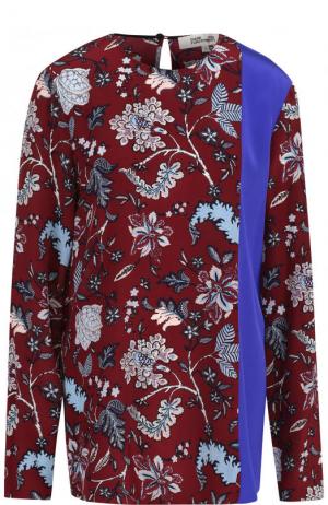 Шелковая блуза с круглым вырезом и принтом Diane Von Furstenberg. Цвет: разноцветный