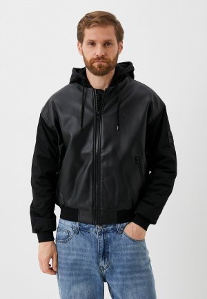Куртка кожаная Calvin Klein Jeans. Цвет: черный