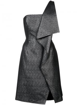 Асимметричное платье с отделкой металлик Halston Heritage. Цвет: металлический