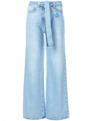 Широкие джинсы с поясом Twin-Set. Цвет: синий
