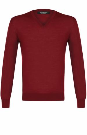 Пуловер из шерсти тонкой вязки Ermenegildo Zegna. Цвет: красный