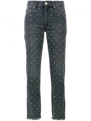 Прямые джинсы с отделкой кристаллами Swarovski Isabel Marant. Цвет: серый