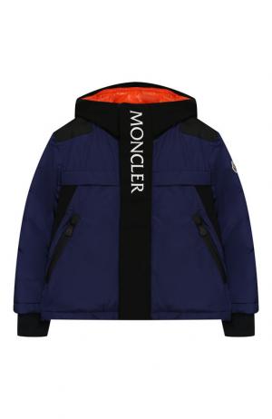 Куртка на молнии с капюшоном Moncler Enfant. Цвет: синий