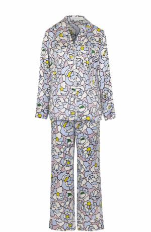 Шелковая пижама с принтом Olivia Von Halle. Цвет: разноцветный