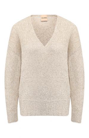 Вязаный пуловер с V-образным вырезом Nude. Цвет: кремовый